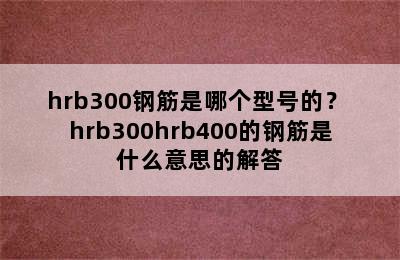 hrb300钢筋是哪个型号的？ hrb300hrb400的钢筋是什么意思的解答